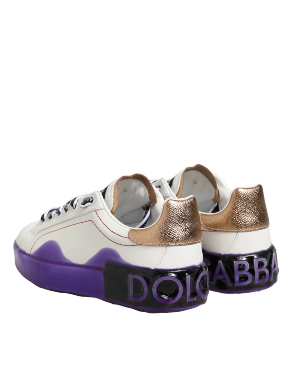 Dolce & Gabbana White Purple Leather Low Top Sneaker Shoes by Dolce & Gabbana