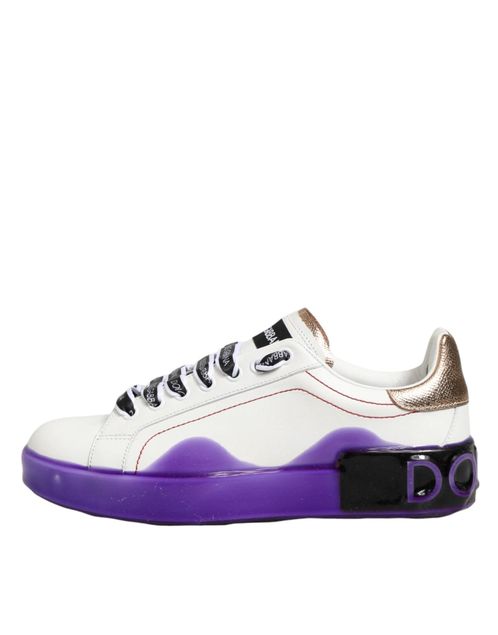 Dolce & Gabbana White Purple Leather Low Top Sneaker Shoes by Dolce & Gabbana