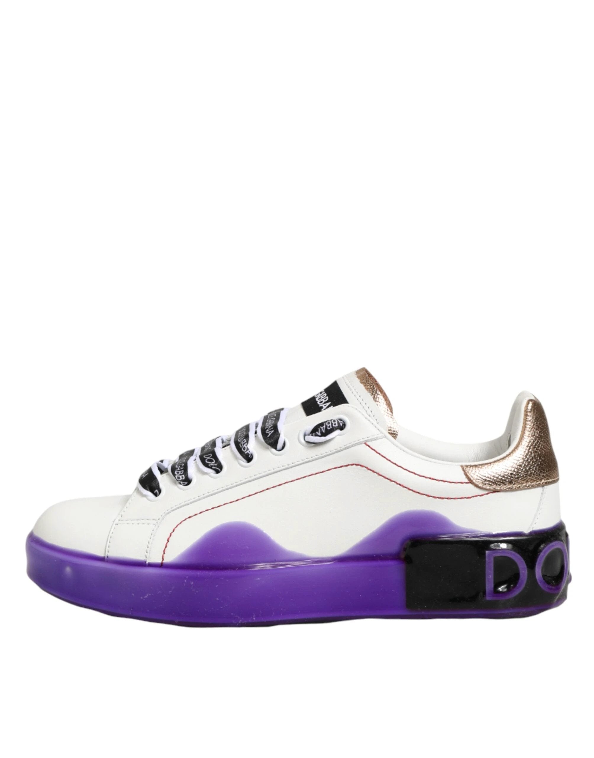 Dolce & Gabbana White Purple Leather Low Top Sneaker Shoes by Dolce & Gabbana