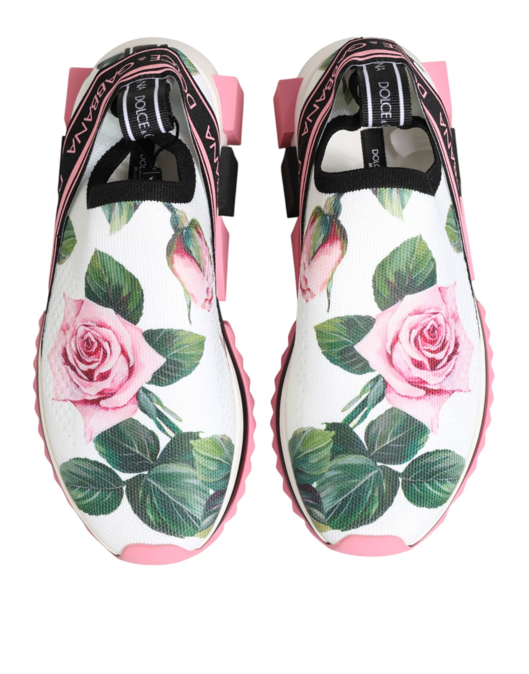 Dolce & Gabbana White Rose Print Sorrento Sneakers Shoes by Dolce & Gabbana