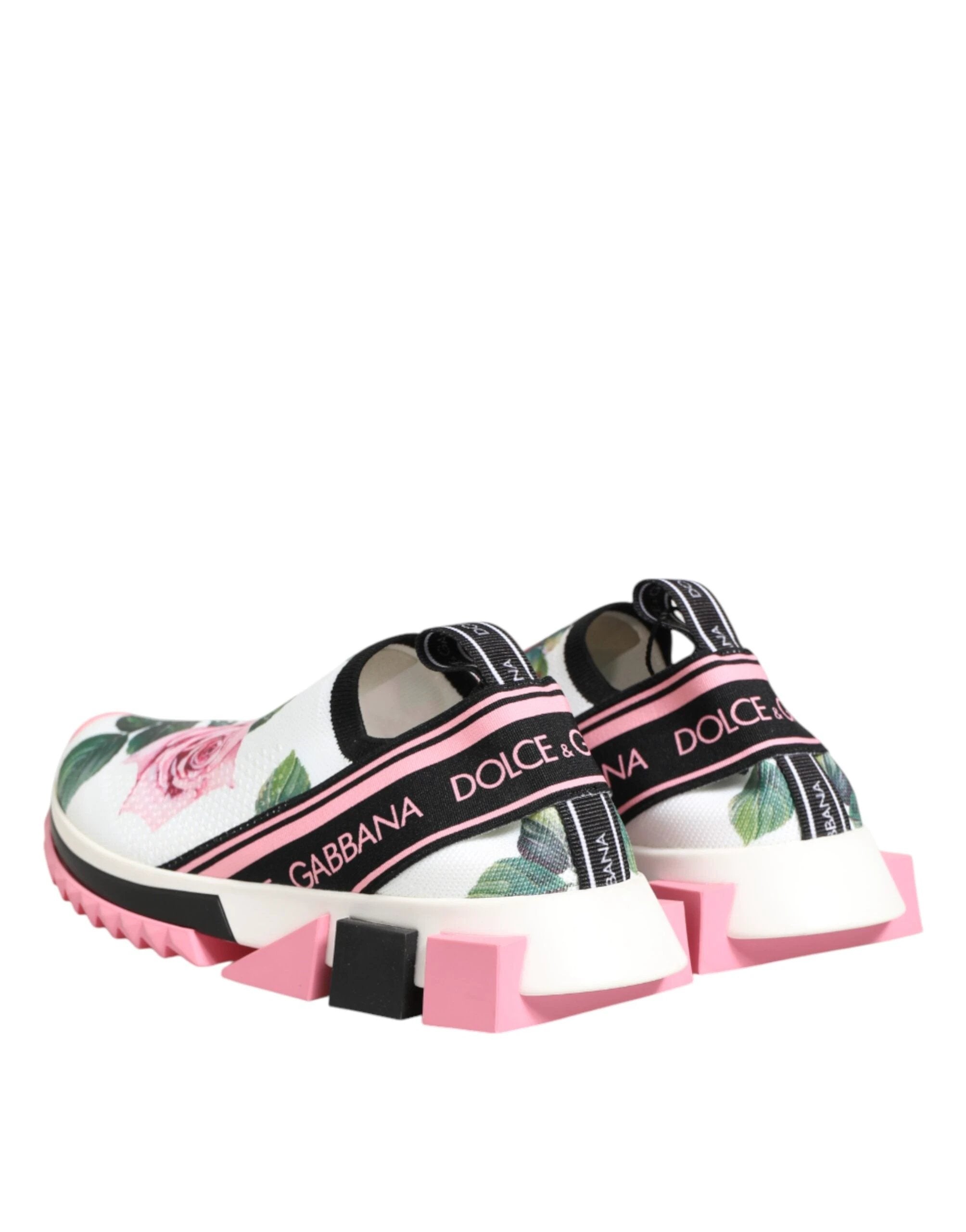 Dolce & Gabbana White Rose Print Sorrento Sneakers Shoes by Dolce & Gabbana