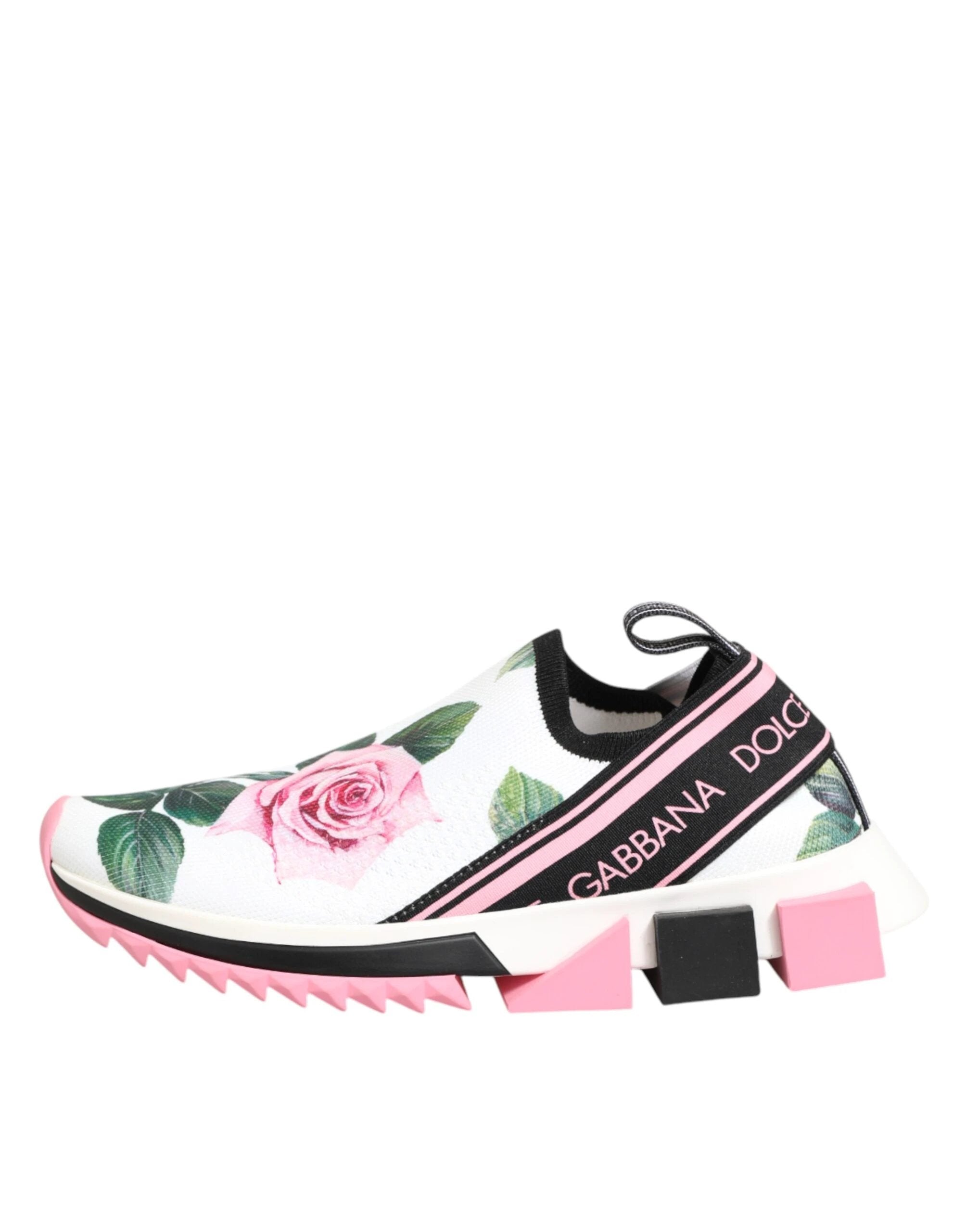 Dolce & Gabbana White Rose Print Sorrento Sneakers Shoes by Dolce & Gabbana