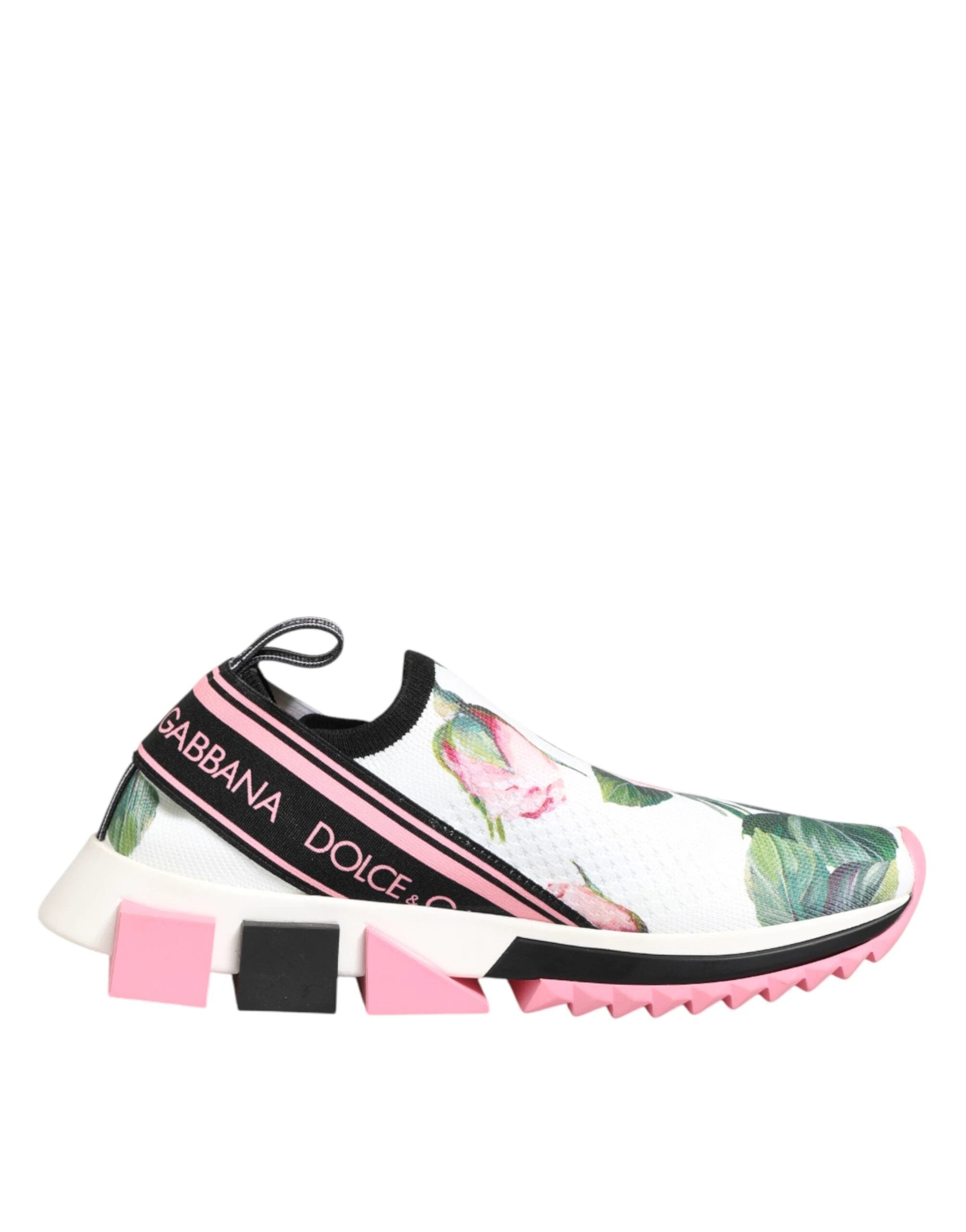 Dolce & Gabbana White Rose Print Sorrento Sneakers Shoes by Dolce & Gabbana