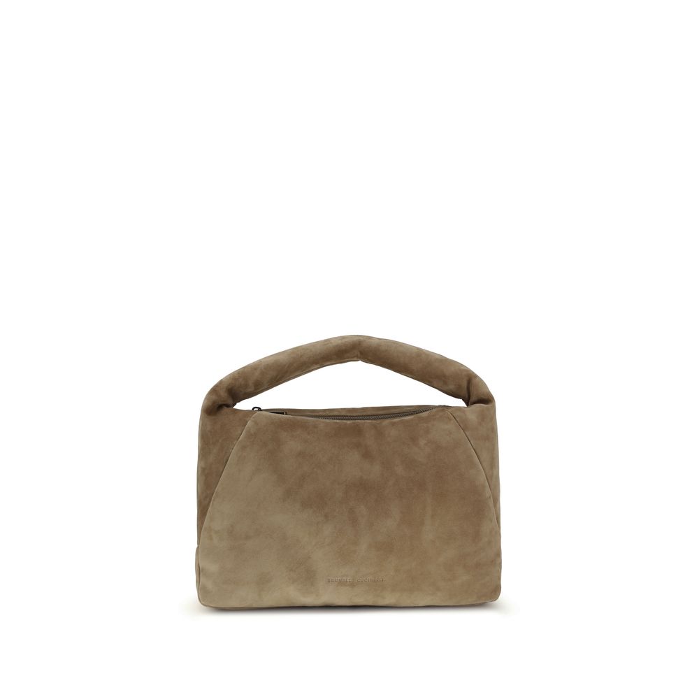 Sac bandoulière Bos Taurus en cuir de veau beige Brunello Cucinelli