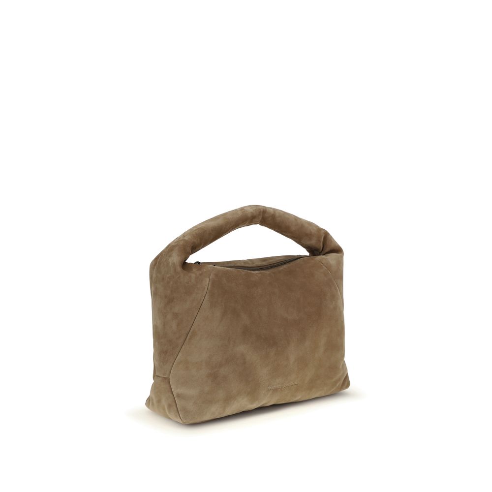 Sac bandoulière Bos Taurus en cuir de veau beige Brunello Cucinelli
