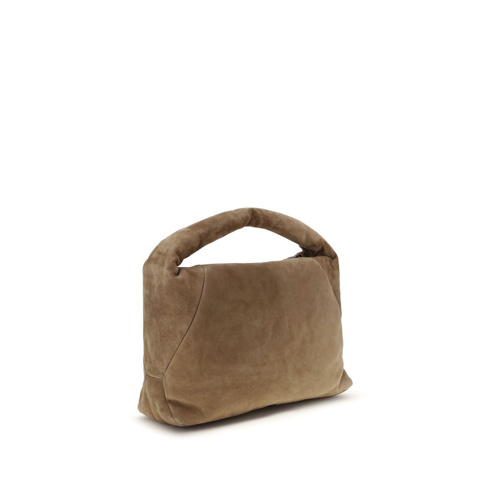 Sac bandoulière Bos Taurus en cuir de veau beige Brunello Cucinelli