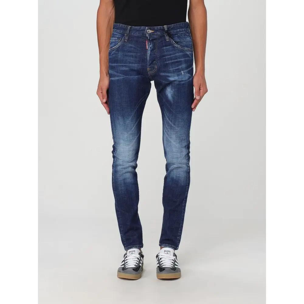 Men’s Blue Skinny Jeans – Dsquared2 Faded Distressed Denim