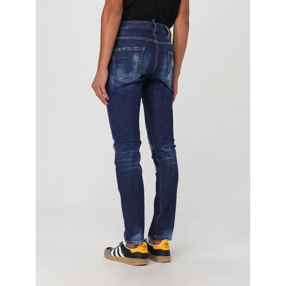 Men’s Blue Skinny Jeans – Dsquared2 Faded Distressed Denim