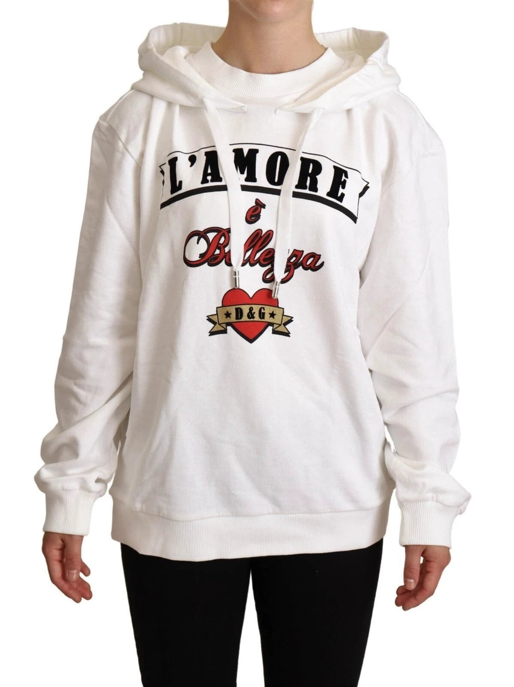 Dolce & Gabbana White L'Amore Hooded Pullover Sweater by Dolce & Gabbana