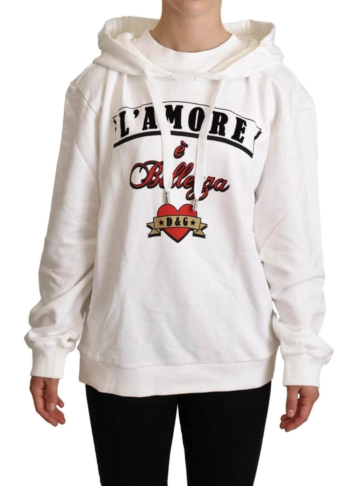 Dolce & Gabbana White L'Amore Hooded Pullover Sweater by Dolce & Gabbana