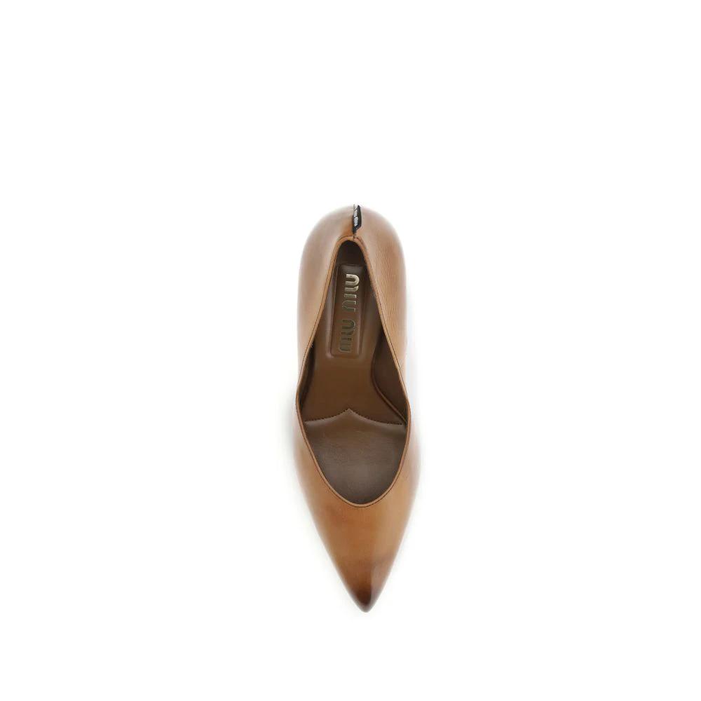 Miu Miu Beige Calf Leather Bos Taurus High Heel Pumps by Miu Miu