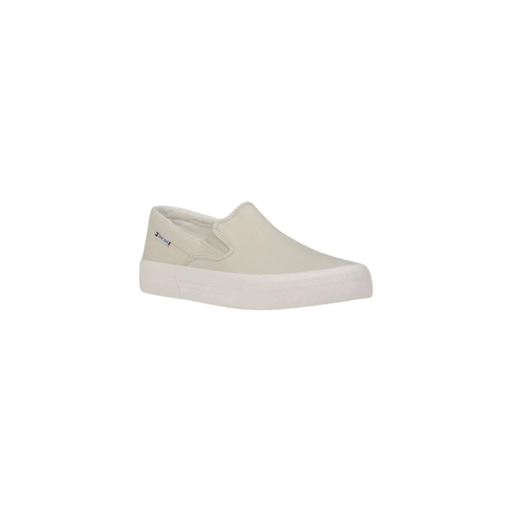 Tommy Hilfiger Jeans Beige Recycled Cotton Slip-On Loafers by Tommy Hilfiger Jeans