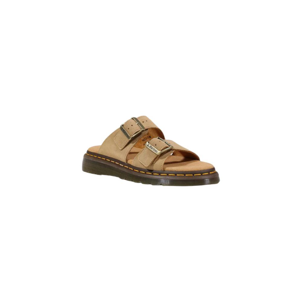 Dr. Martens Beige Leather Flat Sandals by Dr. Martens