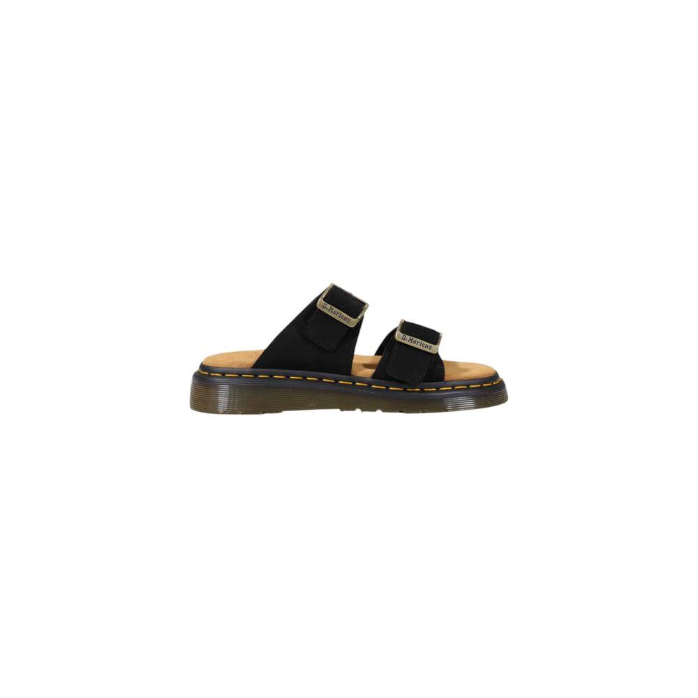 Dr. Martens Black Leather Flat Sandals by Dr. Martens