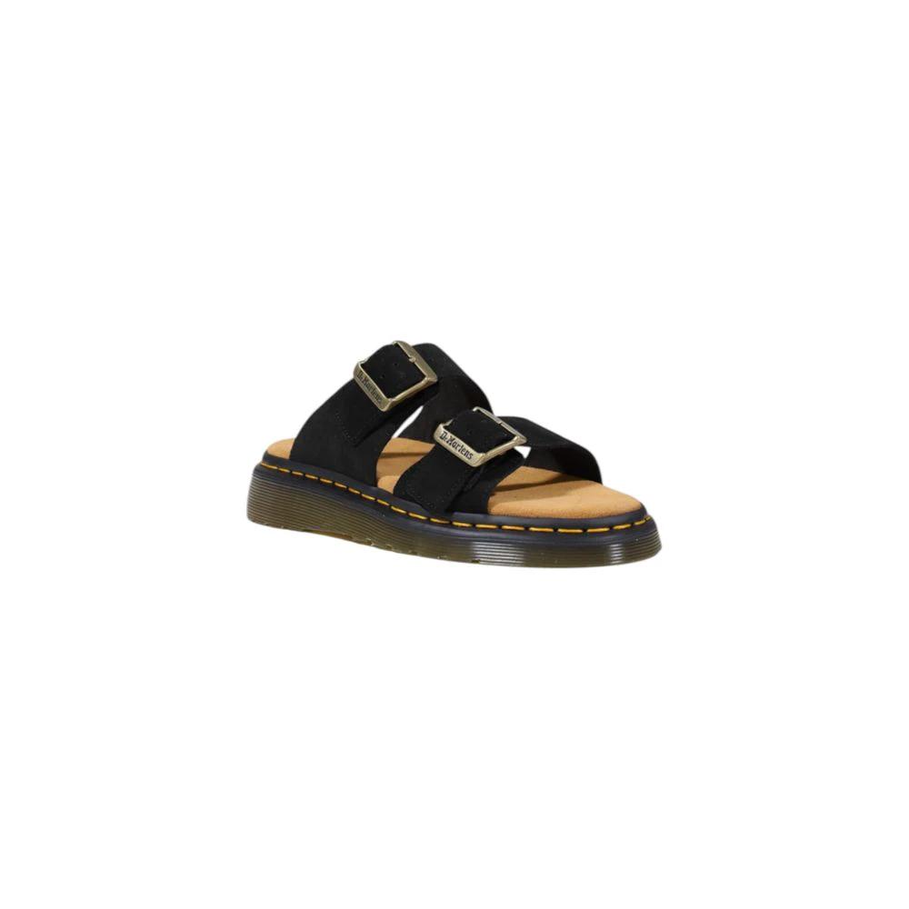 Dr. Martens Black Leather Flat Sandals by Dr. Martens