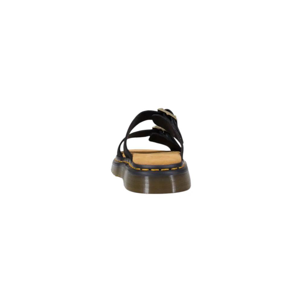 Dr. Martens Black Leather Flat Sandals by Dr. Martens