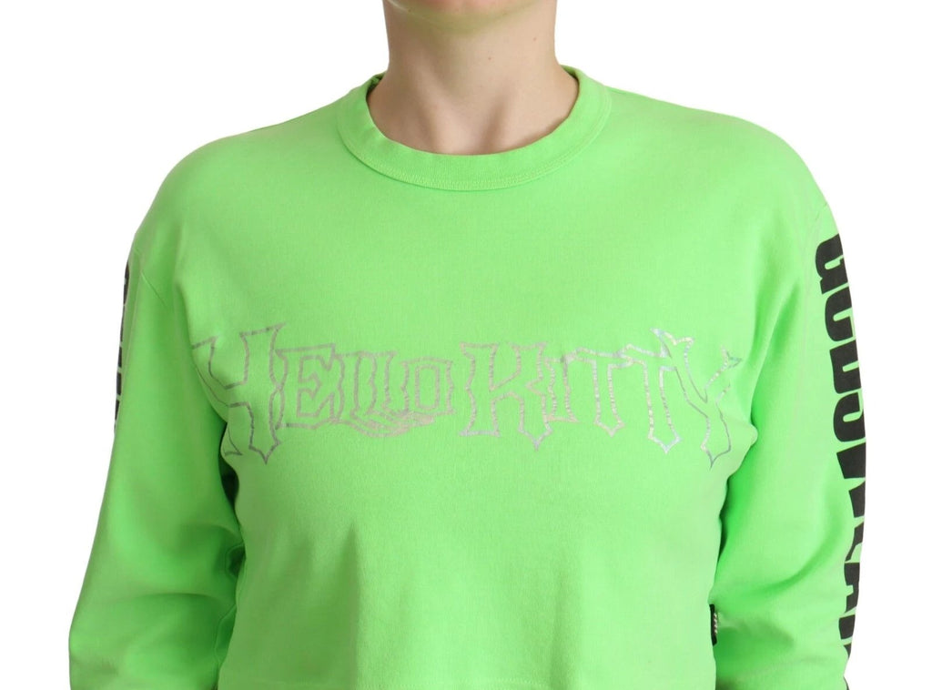 GCDS Mint Green Printed Long Sleeves Cropped Top Sweater by GCDS
