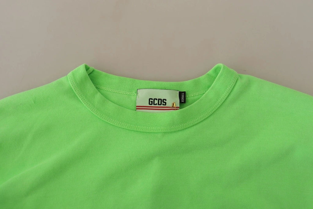 GCDS Mint Green Printed Long Sleeves Cropped Top Sweater by GCDS