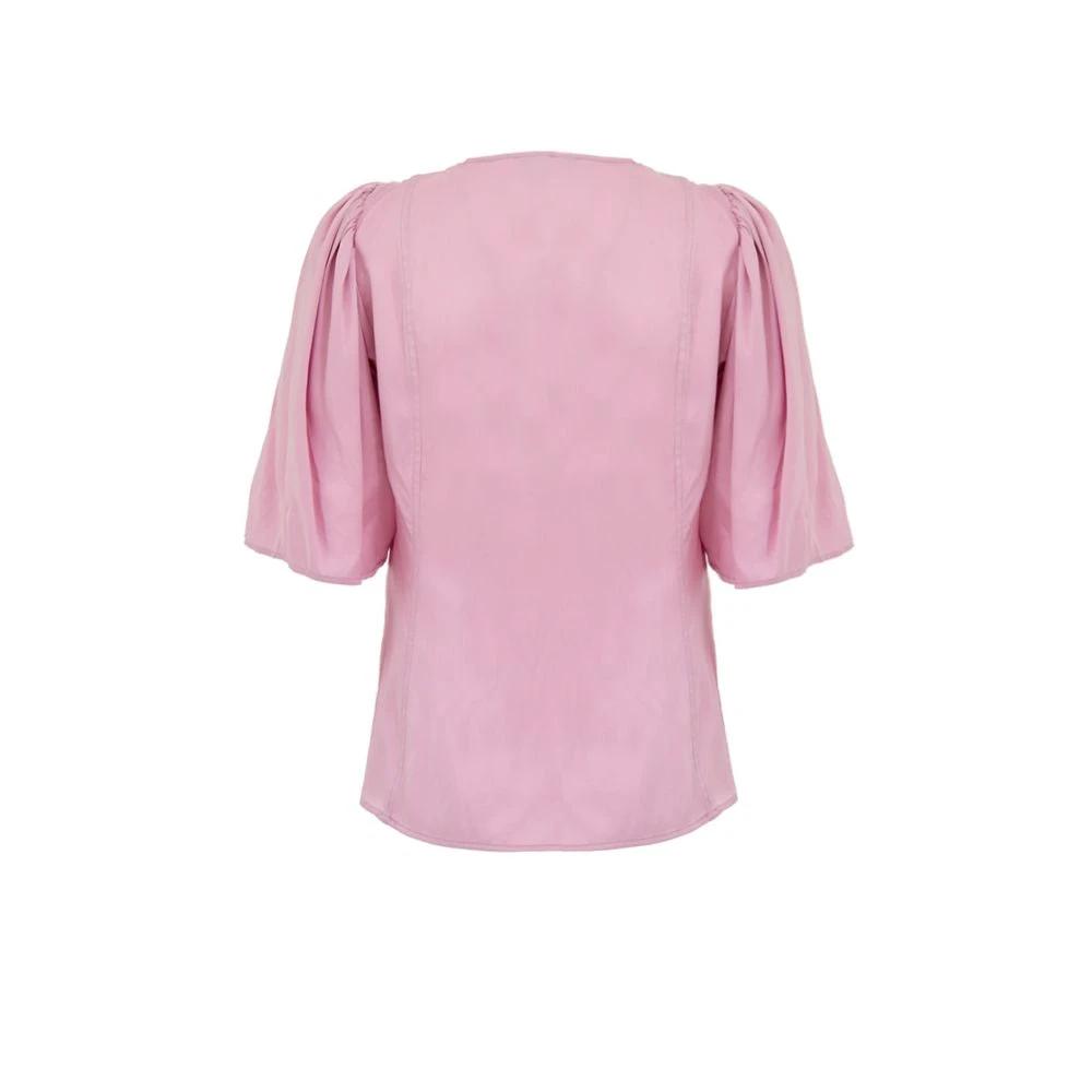 Ganni Pink Satin Tank Tops