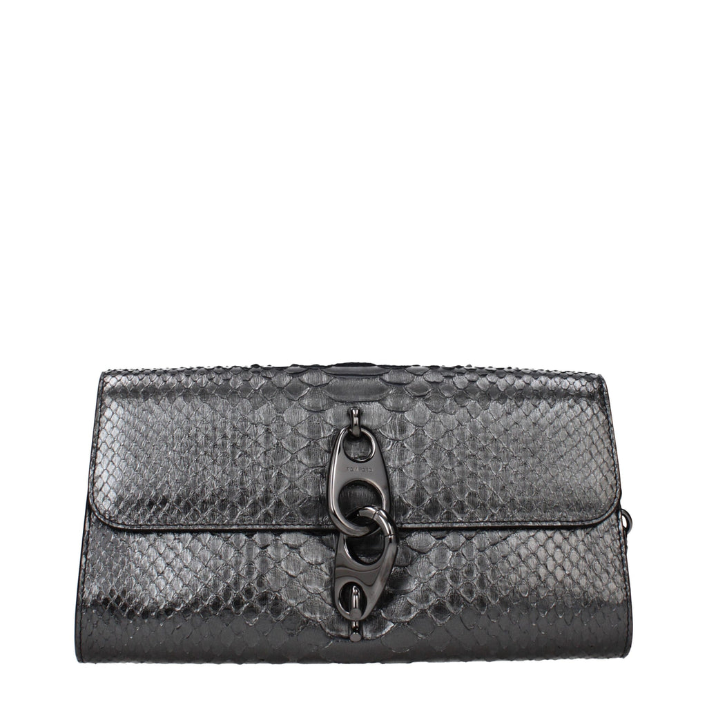 Pochette Tom Ford en cuir gris