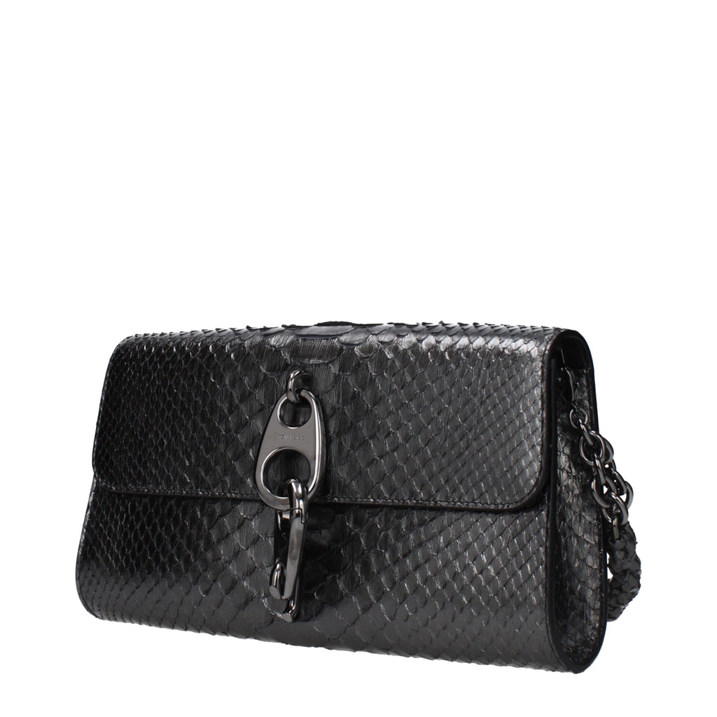 Pochette Tom Ford en cuir gris