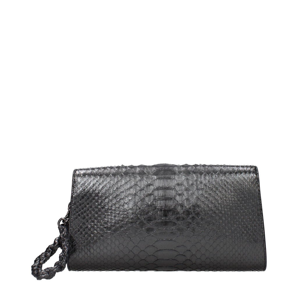 Pochette Tom Ford en cuir gris