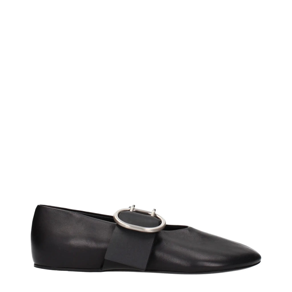 Ballerines en cuir noir Jil Sander
