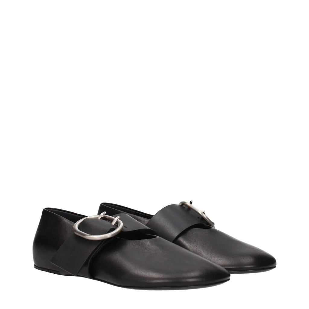 Ballerines en cuir noir Jil Sander