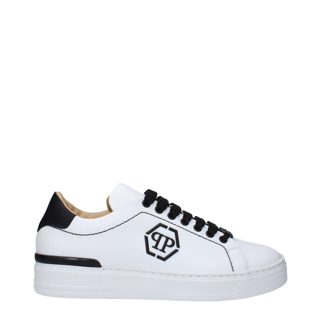 Philipp Plein White Leather Low Top Sneakers