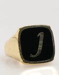 Dolce & Gabbana Gold-Tone Real Brass Black Enamel "J" Adjustable Rings by Dolce & Gabbana
