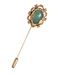 Dolce & Gabbana Gold Tone Green Stone Antique Men Accessory Brooch Pin by Dolce & Gabbana