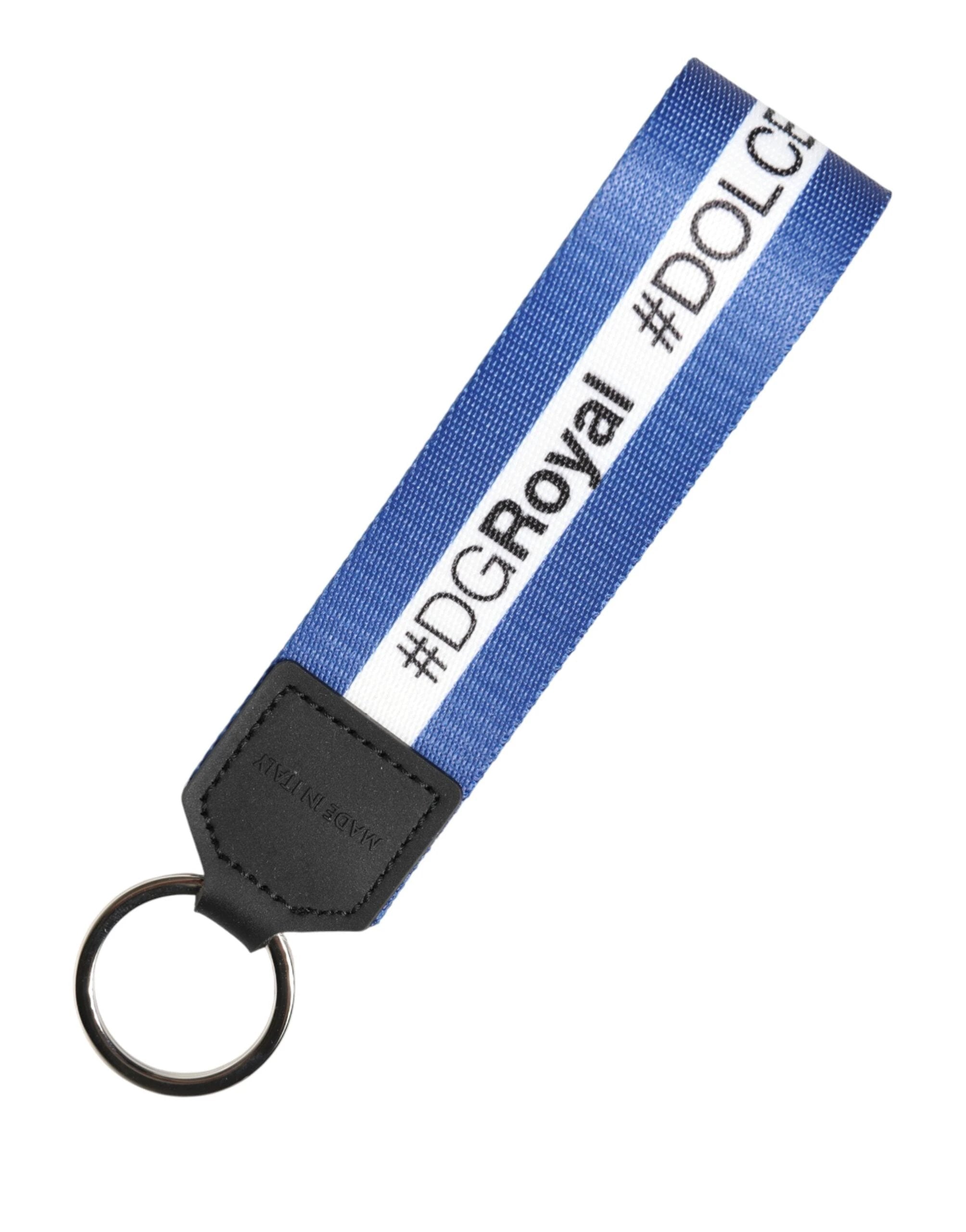 Dolce & Gabbana White Blue Logo Polyester PVC Holder Keychain Keyring by Dolce & Gabbana