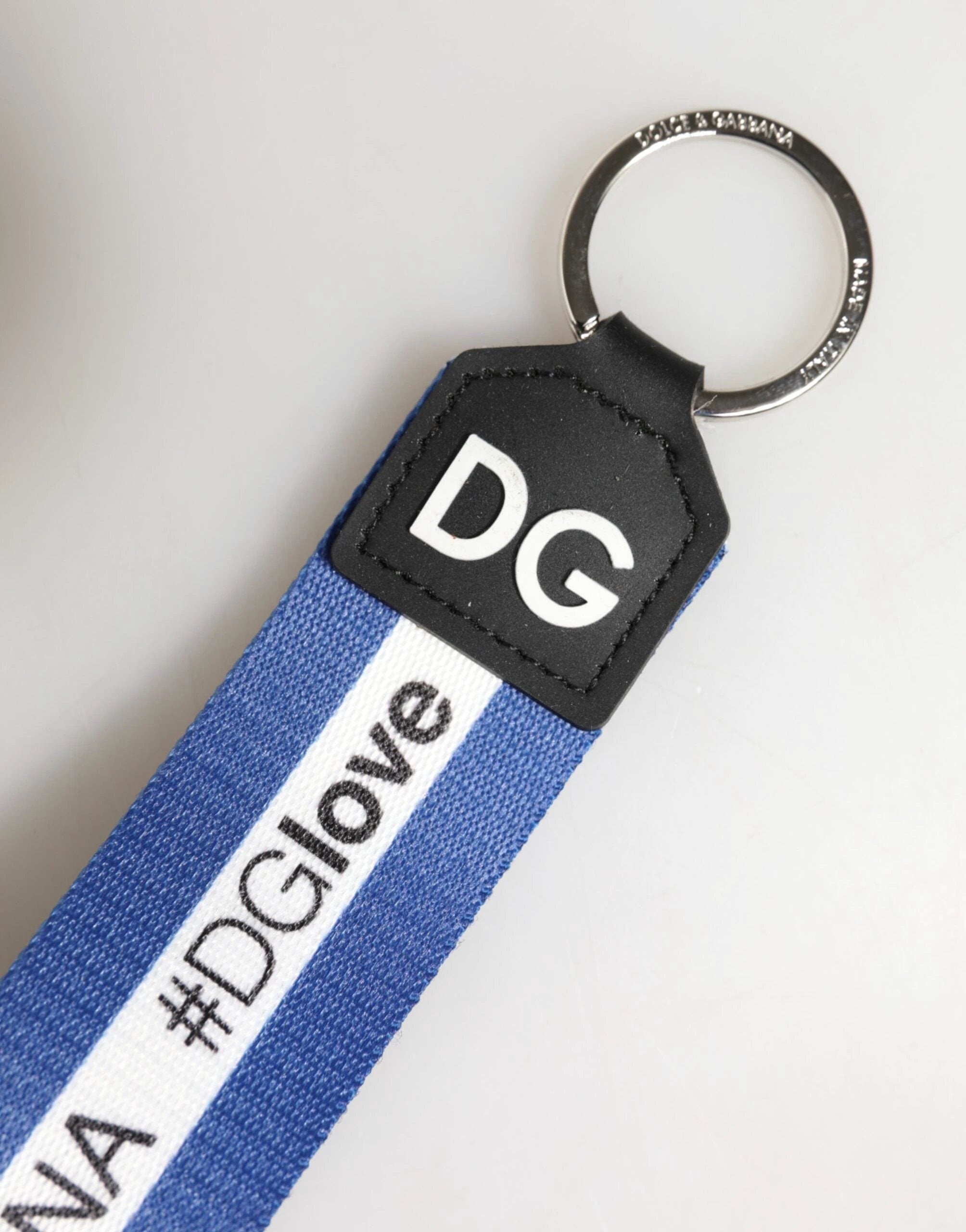 Dolce & Gabbana White Blue Logo Polyester PVC Holder Keychain Keyring by Dolce & Gabbana