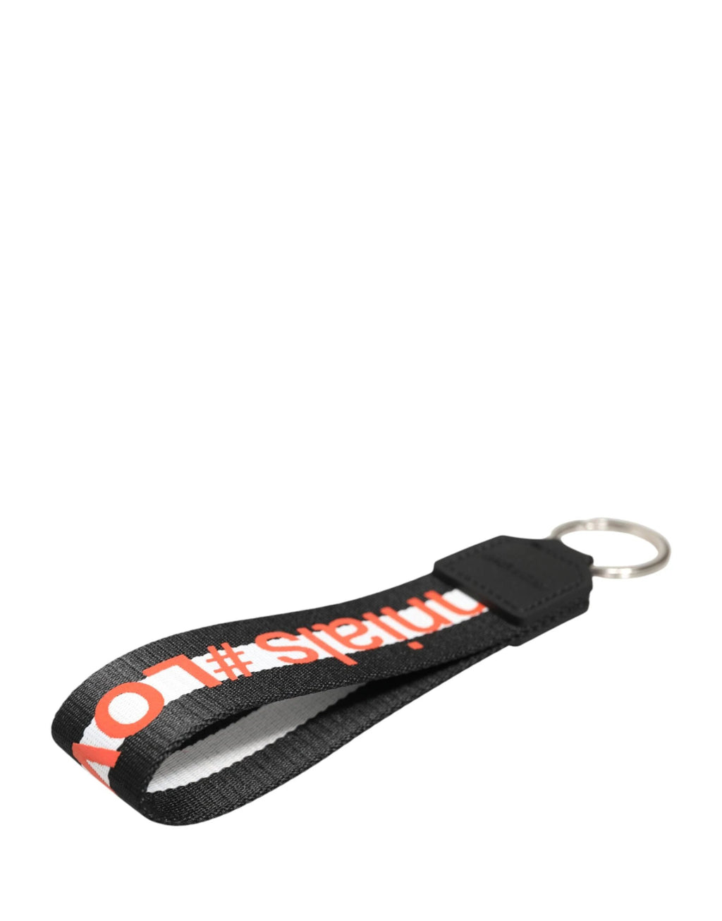 Dolce & Gabbana Black Logo Polyester Silver Brass Holder Keychain Keyring by Dolce & Gabbana