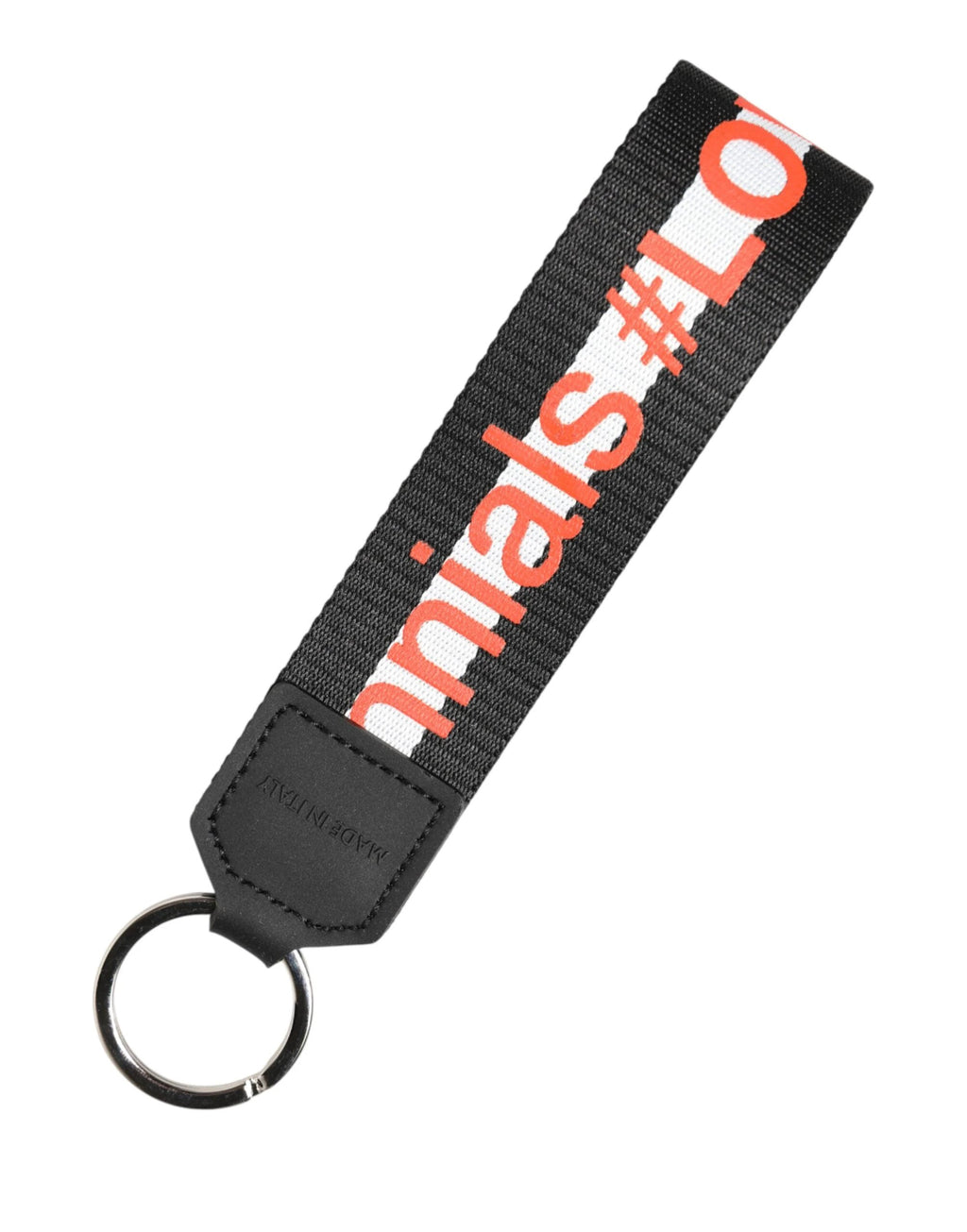 Dolce & Gabbana Black Logo Polyester Silver Brass Holder Keychain Keyring by Dolce & Gabbana