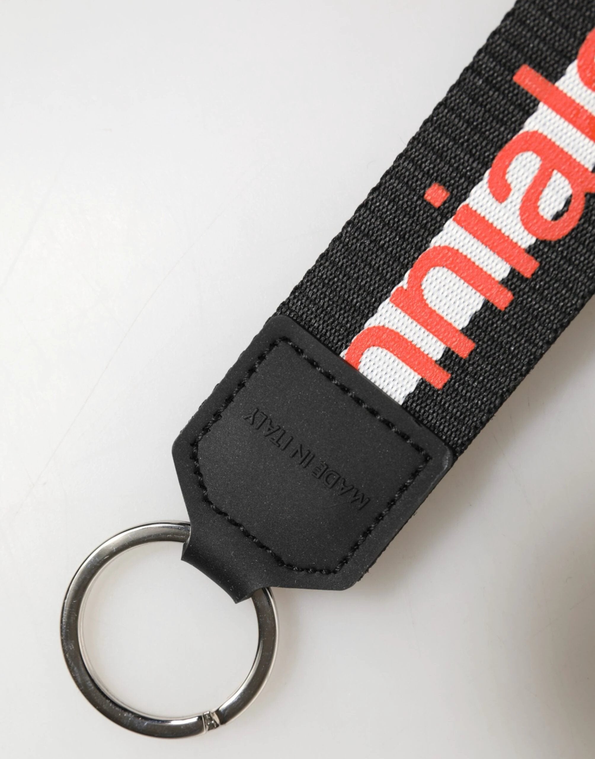 Dolce & Gabbana Black Logo Polyester Silver Brass Holder Keychain Keyring by Dolce & Gabbana