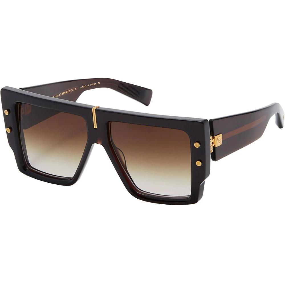 Balmain Brown Acetate Sunglasses by Balmain