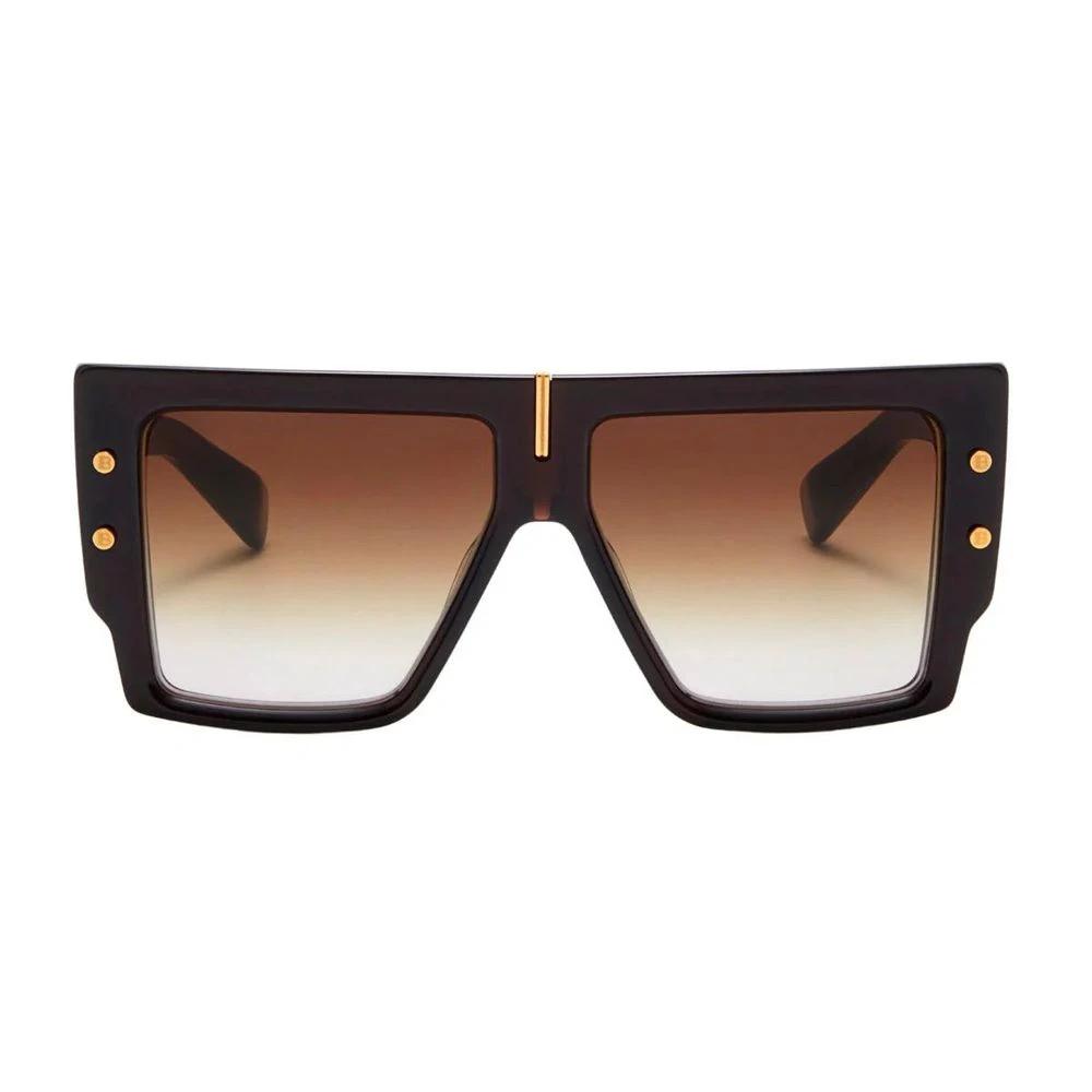 Balmain Brown Acetate Sunglasses by Balmain
