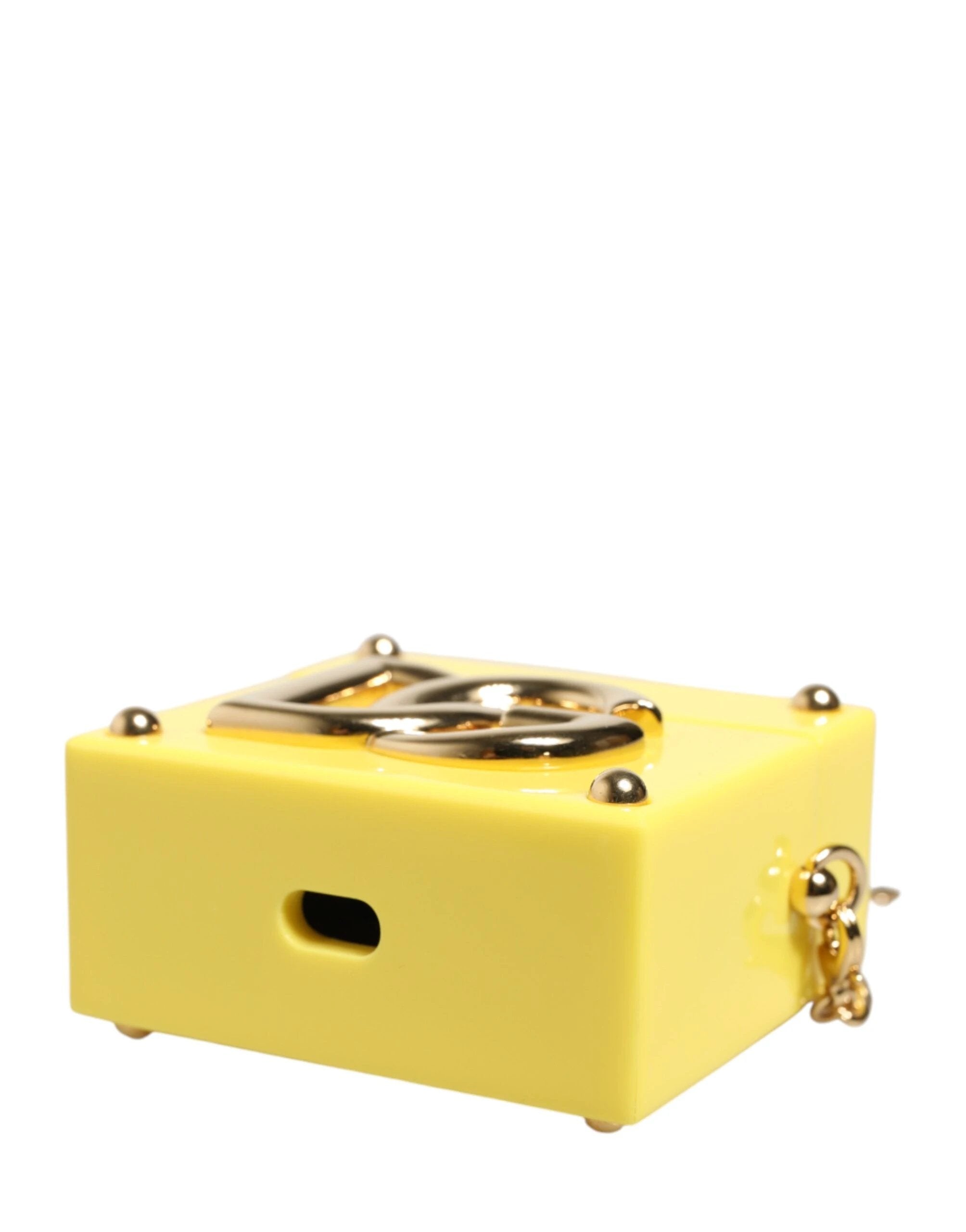 Dolce & Gabbana Yellow DG Logo Plaque Cover Gold Chain Airpods Case by Dolce & Gabbana