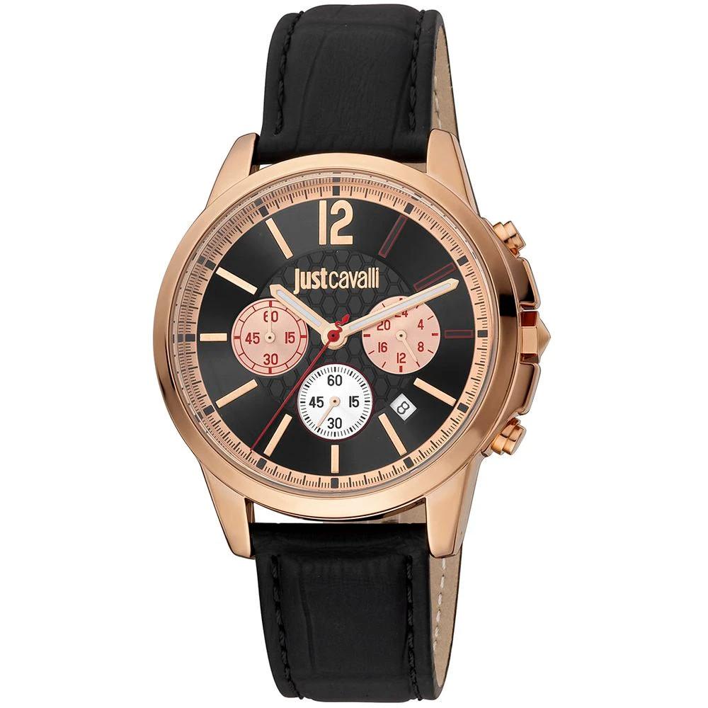 Just Cavalli Black Leather Dress Watch by Just Cavalli