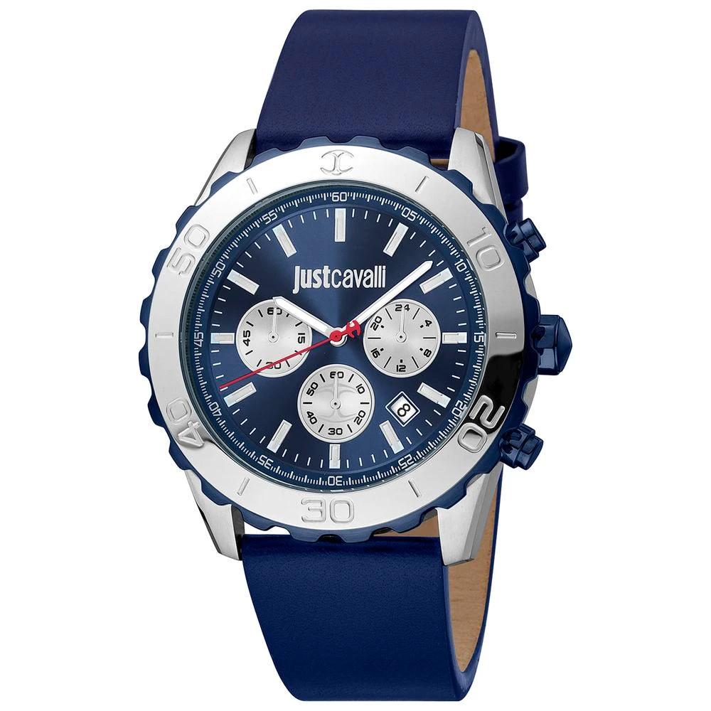 Just Cavalli Blue Leather Dress Watch by Just Cavalli
