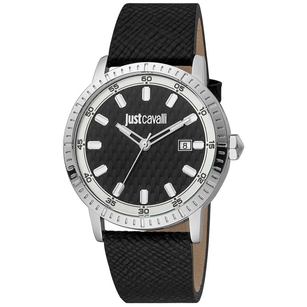 Just Cavalli Black Leather Dress Watch by Just Cavalli