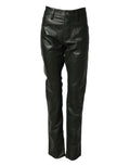 Dsquared² Black Full Grain Leather Mid Waist Trouser Pants by Dsquared²
