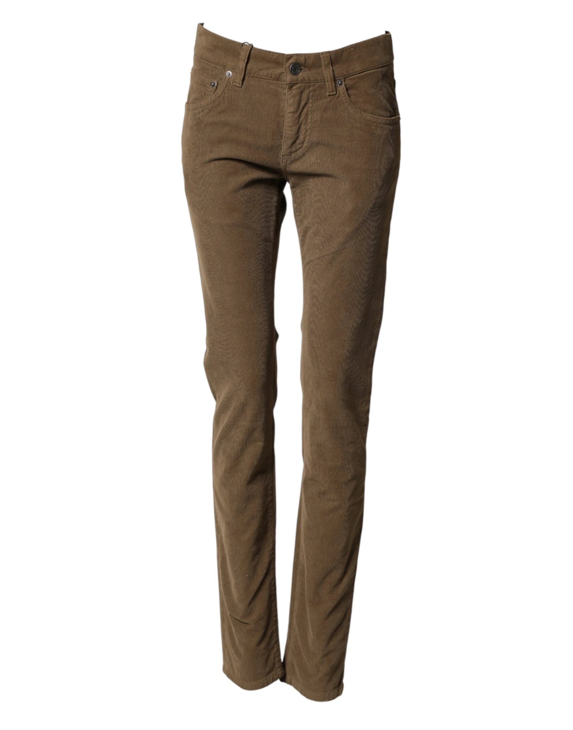 Dolce & Gabbana Brown Cotton Stretch Skinny Men Denim Jeans by Dolce & Gabbana