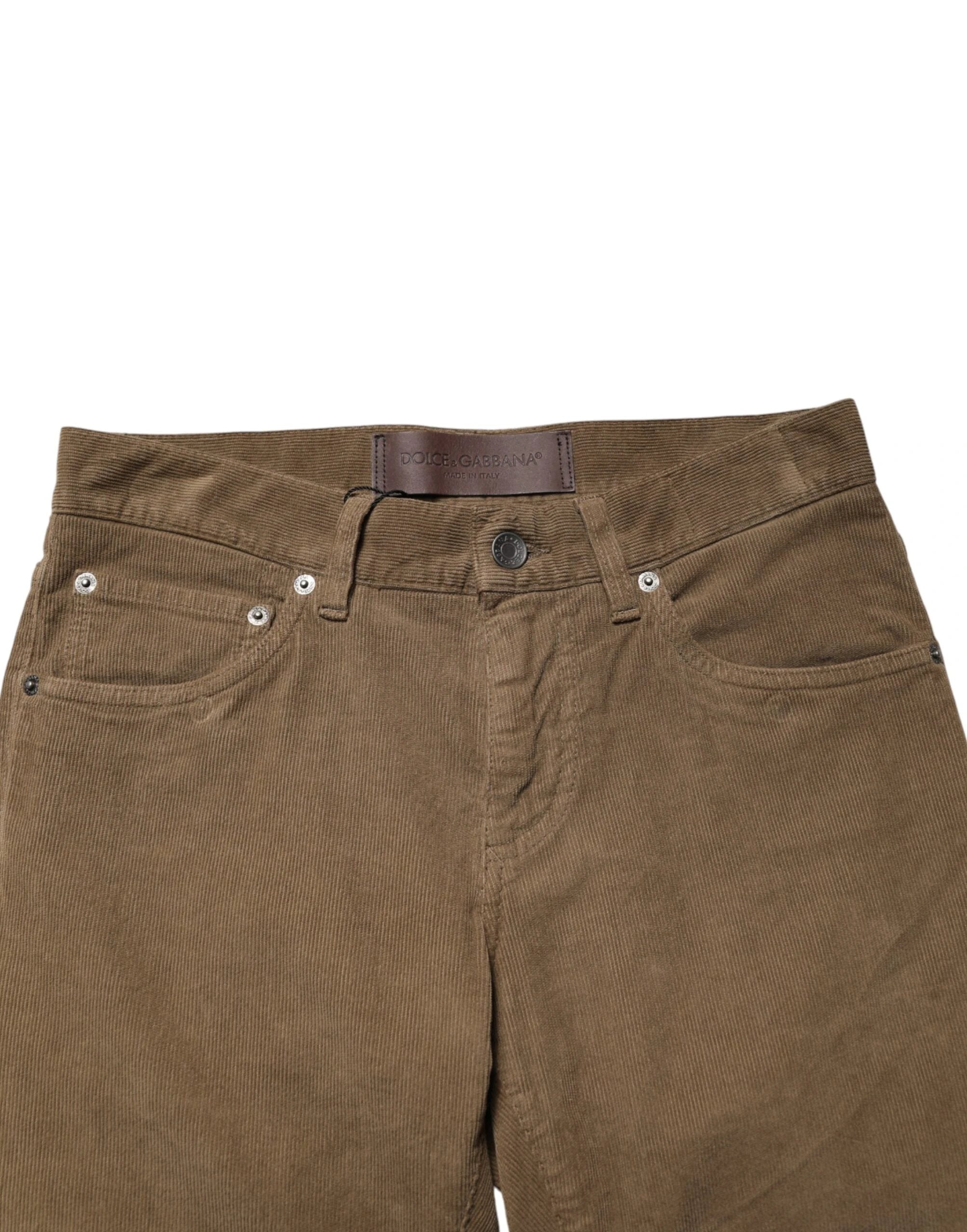 Dolce & Gabbana Brown Cotton Stretch Skinny Men Denim Jeans by Dolce & Gabbana