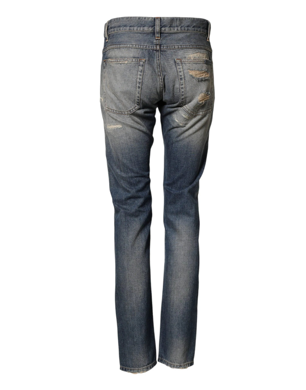 Dolce & Gabbana Blue Tattered Men Skinny Denim Trouser Jeans by Dolce & Gabbana