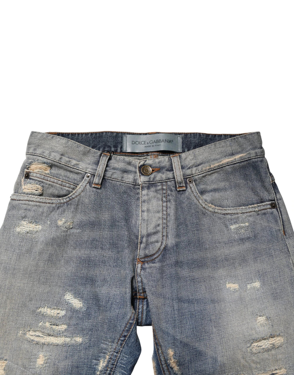 Dolce & Gabbana Blue Tattered Men Skinny Denim Trouser Jeans by Dolce & Gabbana