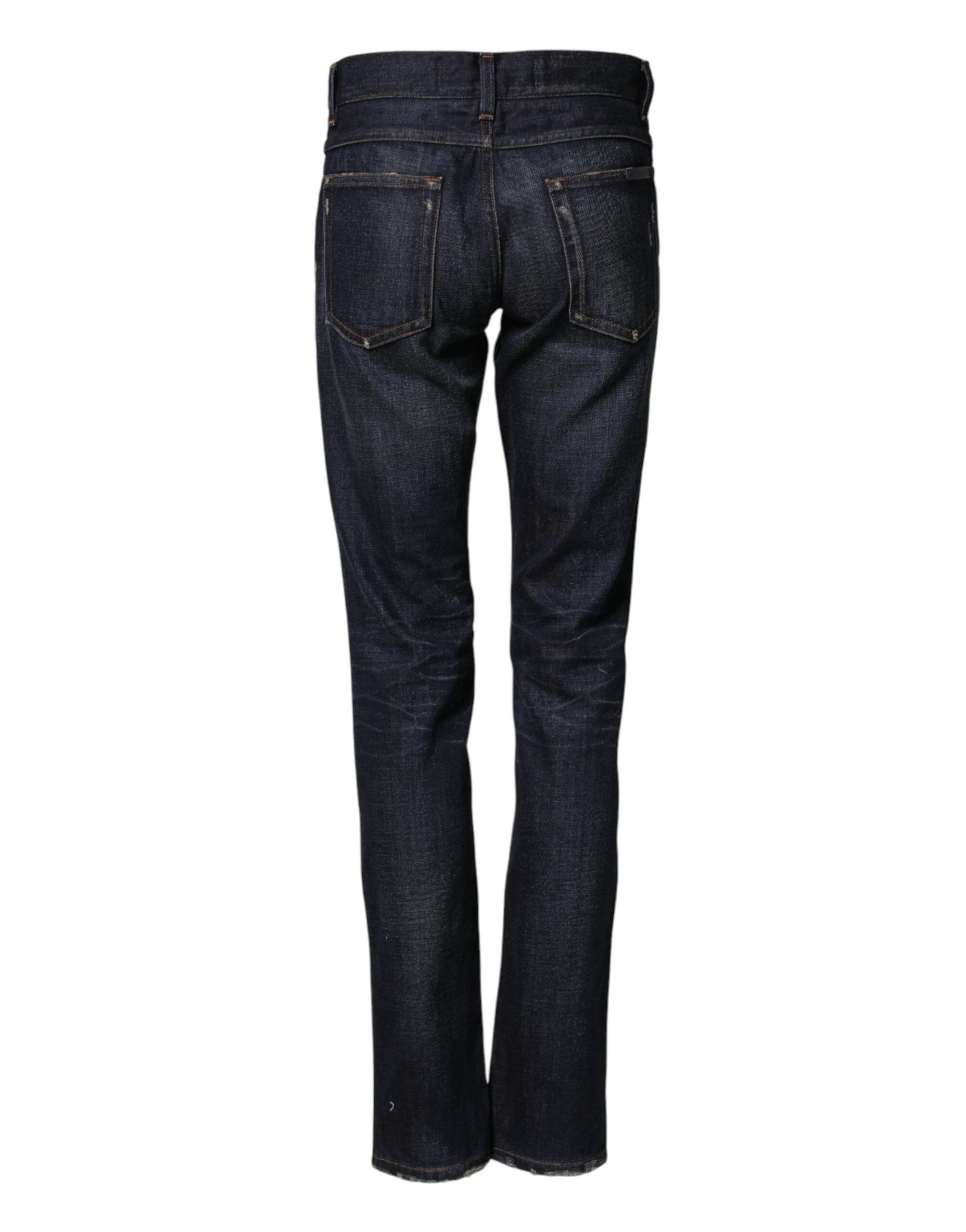 Dolce & Gabbana Dark Blue Watch GOLD Men Skinny Denim Jeans by Dolce & Gabbana