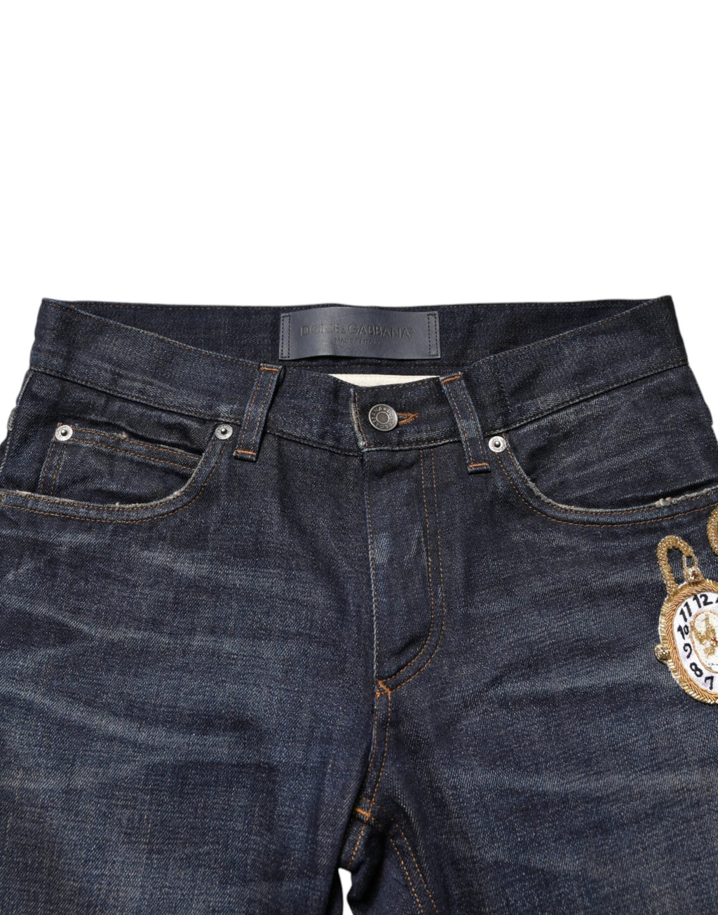 Dolce & Gabbana Dark Blue Watch GOLD Men Skinny Denim Jeans by Dolce & Gabbana