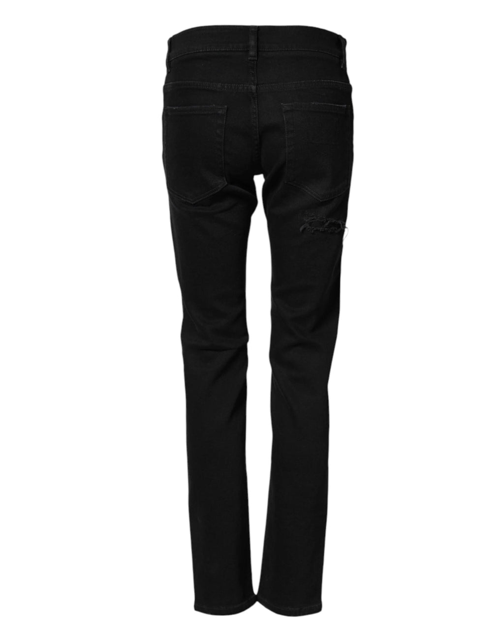 Dolce & Gabbana Black Tattered Cotton Men Skinny Denim Jeans by Dolce & Gabbana